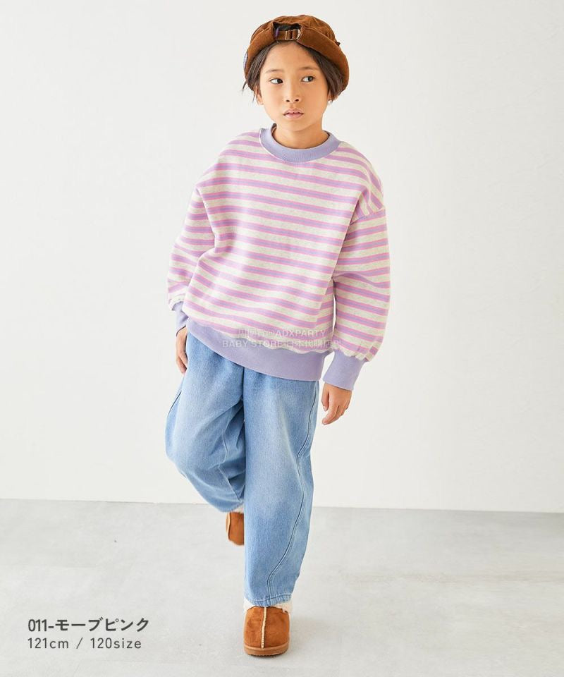 日本童裝 dev!rock 抓毛間條衛衣 100-160cm 女童款 冬季 TOPS