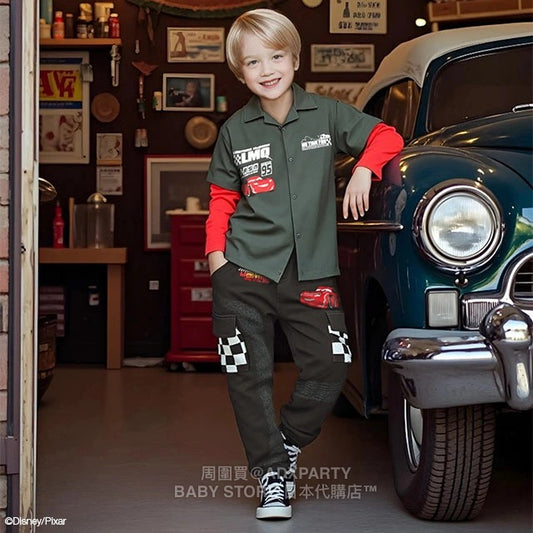 Japanese BDL x Disney Cars Fake Two-Piece Shirt 90-130cm Boys/Girls Autumn TOPS