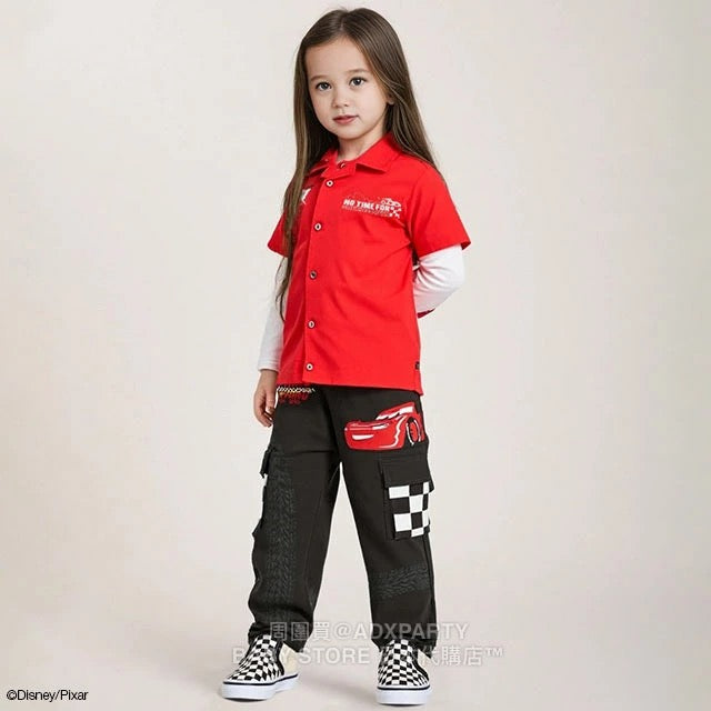 Japanese BDL x Disney Cars Fake Two-Piece Shirt 90-130cm Boys/Girls Autumn TOPS