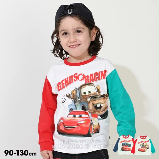 Japanese BDL x Disney Cars two-tone sleeve top 90-130cm boys' autumn TOPS