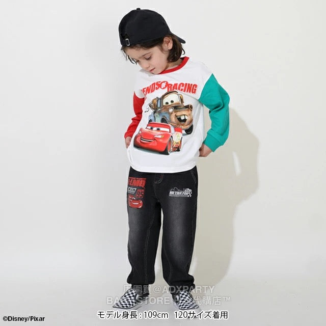 Japanese BDL x Disney Cars two-tone sleeve top 90-130cm boys' autumn TOPS