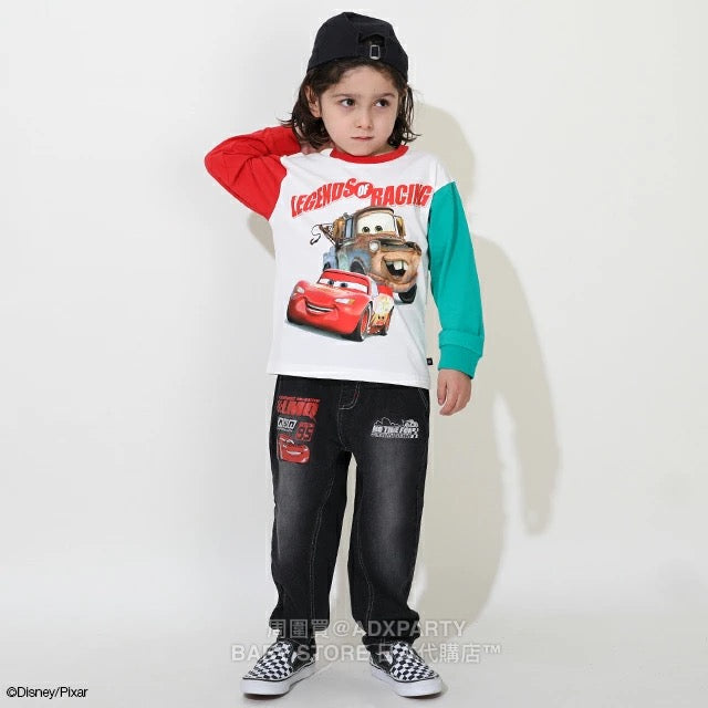 Japanese BDL x Disney Cars two-tone sleeve top 90-130cm boys' autumn TOPS