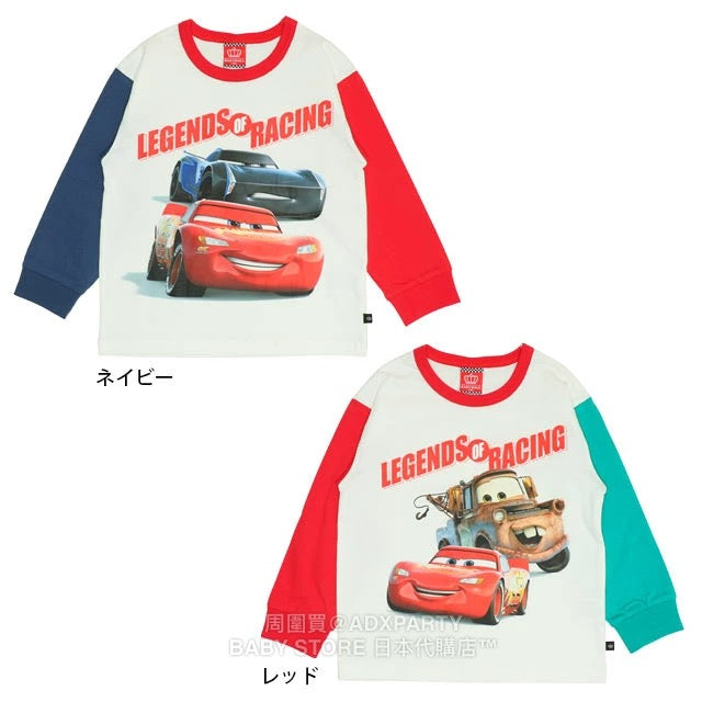 Japanese BDL x Disney Cars two-tone sleeve top 90-130cm boys' autumn TOPS