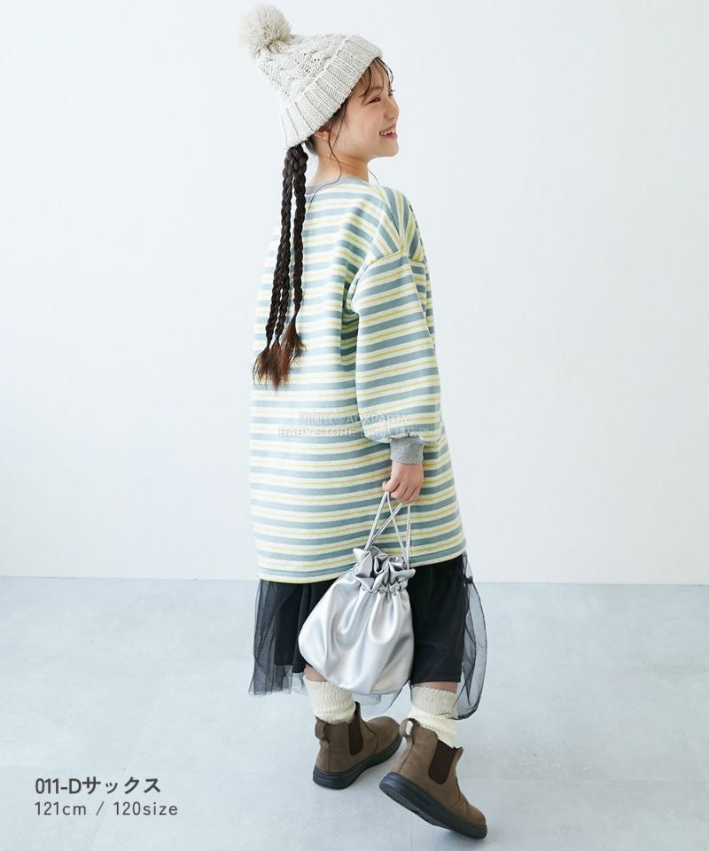 日本童裝 dev!rock 抓毛間條衛衣裙 100-160cm 女童款 冬季 DRESSES