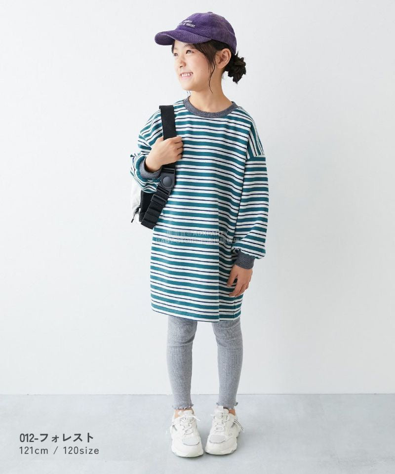 日本童裝 dev!rock 抓毛間條衛衣裙 100-160cm 女童款 冬季 DRESSES
