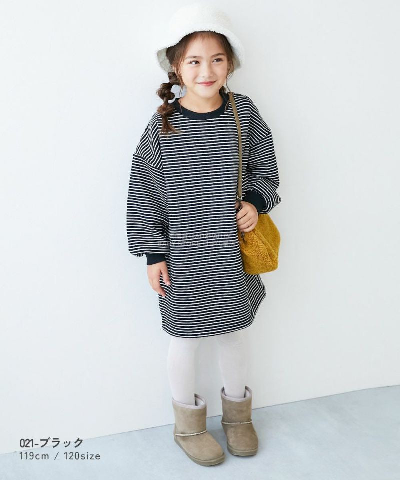 日本童裝 dev!rock 抓毛間條衛衣裙 100-160cm 女童款 冬季 DRESSES