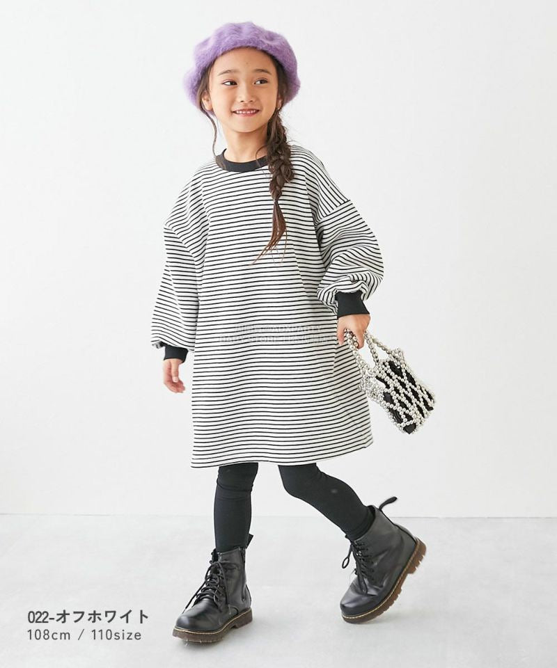 日本童裝 dev!rock 抓毛間條衛衣裙 100-160cm 女童款 冬季 DRESSES