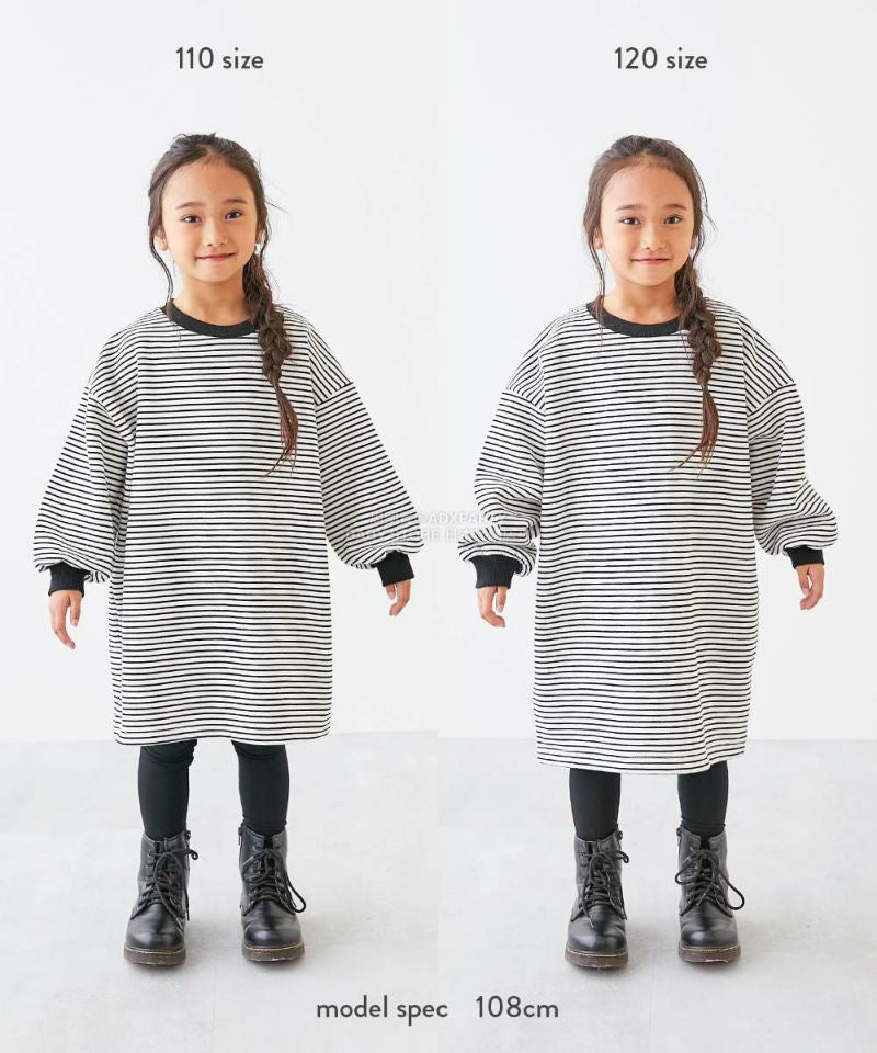 日本童裝 dev!rock 抓毛間條衛衣裙 100-160cm 女童款 冬季 DRESSES