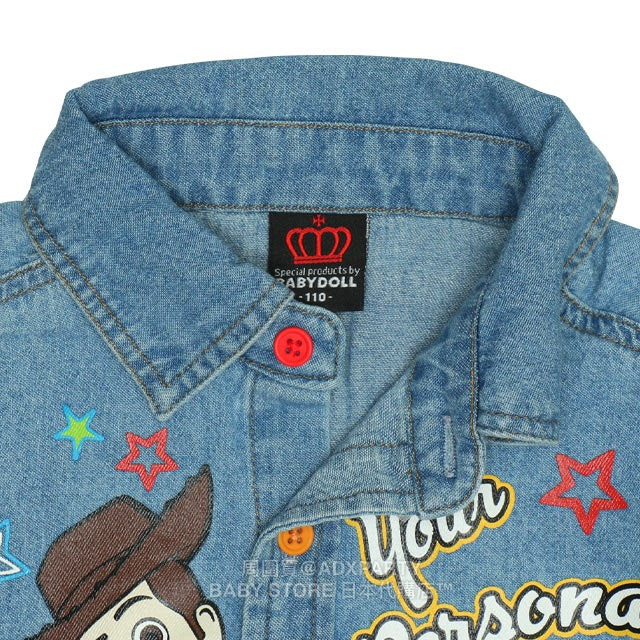Japanese BDL x Disney Toy Story Printed Denim Shirt (90-150cm) for Boys and Girls Summer TOPS