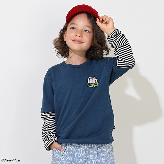 Japanese BDL x Disney ToyStory Fake Two-Piece Print Top (80-140cm) for Boys and Girls (Autumn)
