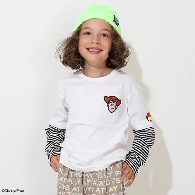 Japanese BDL x Disney ToyStory Fake Two-Piece Print Top (80-140cm) for Boys and Girls (Autumn)