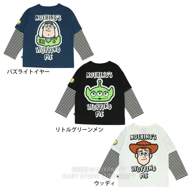 Japanese BDL x Disney ToyStory Fake Two-Piece Print Top (80-140cm) for Boys and Girls (Autumn)