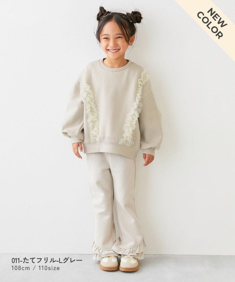 日本童裝 dev!rock 抓毛荷葉邊薄紗衛衣 100-160cm 女童款 冬季 TOPS