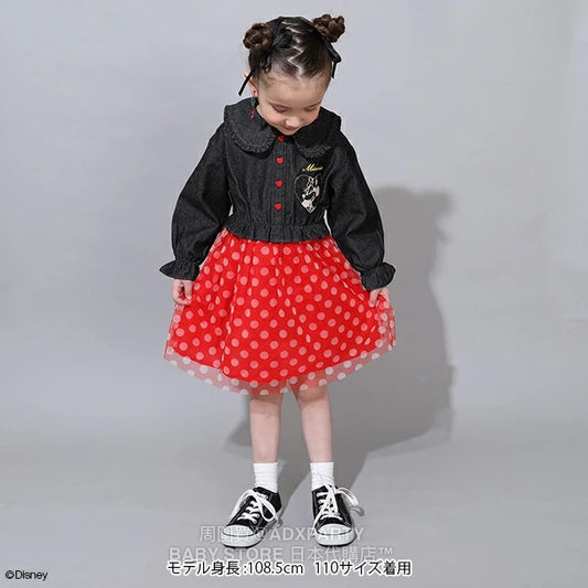 Japanese BDL x Disney Denim Mesh Dress (80-140cm) for Girls (Autumn)