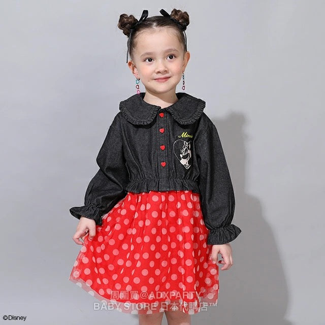 Japanese BDL x Disney Denim Mesh Dress (80-140cm) for Girls (Autumn)