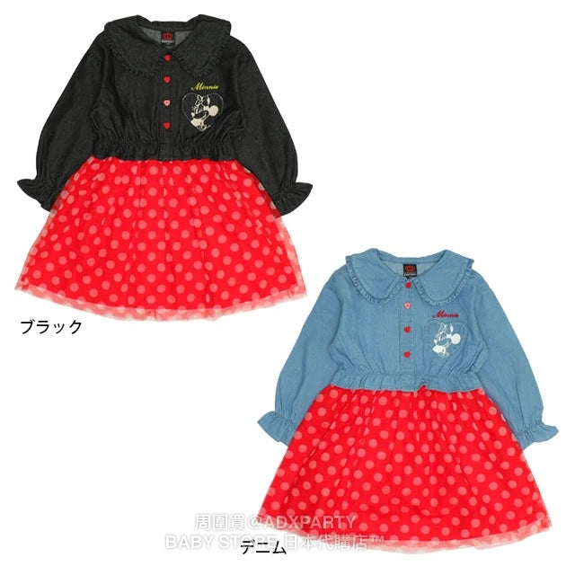 Japanese BDL x Disney Denim Mesh Dress (80-140cm) for Girls (Autumn)