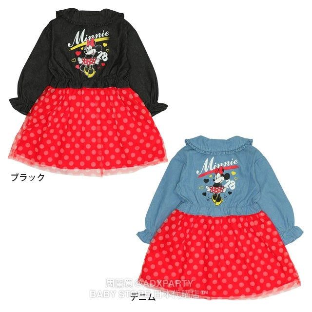Japanese BDL x Disney Denim Mesh Dress (80-140cm) for Girls (Autumn)