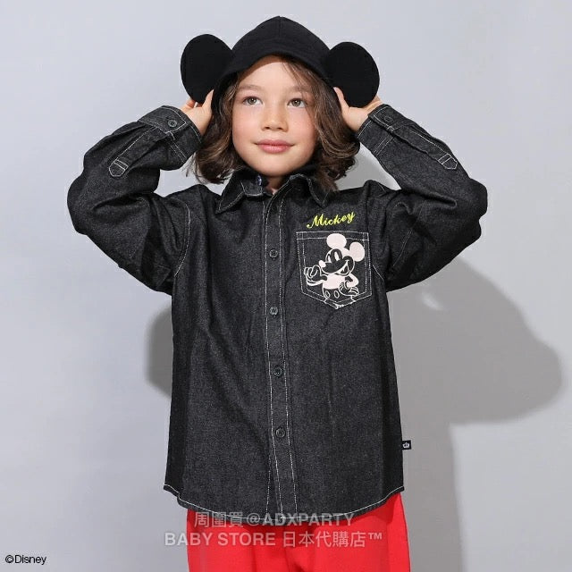 Japanese BDL x Disney Hooded Denim Shirt Jacket (80-150cm) for Boys/Girls Fall Outerwear
