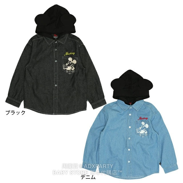 Japanese BDL x Disney Hooded Denim Shirt Jacket (80-150cm) for Boys/Girls Fall Outerwear