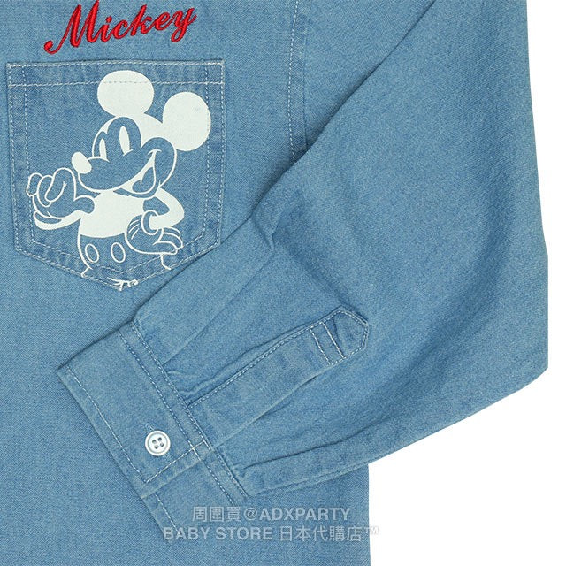Japanese BDL x Disney Hooded Denim Shirt Jacket (80-150cm) for Boys/Girls Fall Outerwear