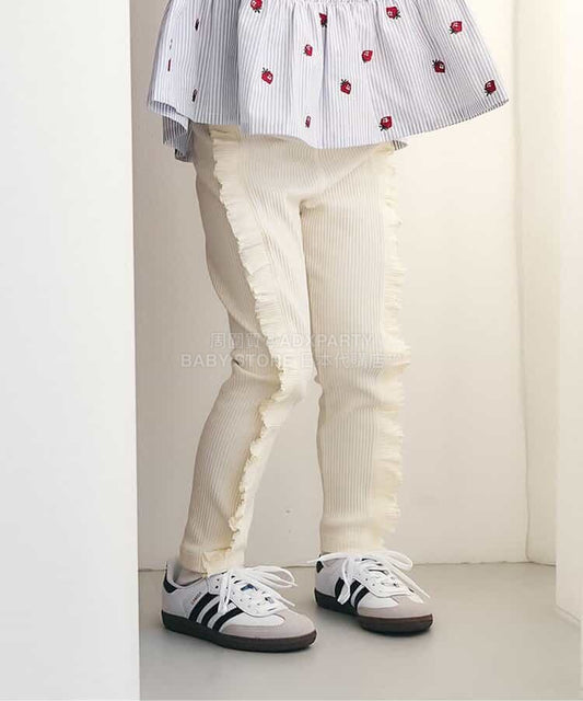 日本童裝 apres les cours 側荷葉長褲 80-130cm 女童款 夏季 PANTS