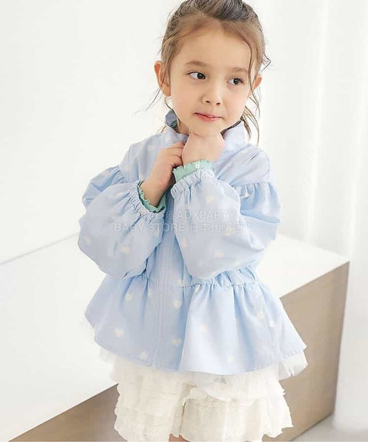 日本童裝 apres les cours 防水系列 拼紗裙邊風褸 80-140cm 女童款 夏季 OUTERWEAR