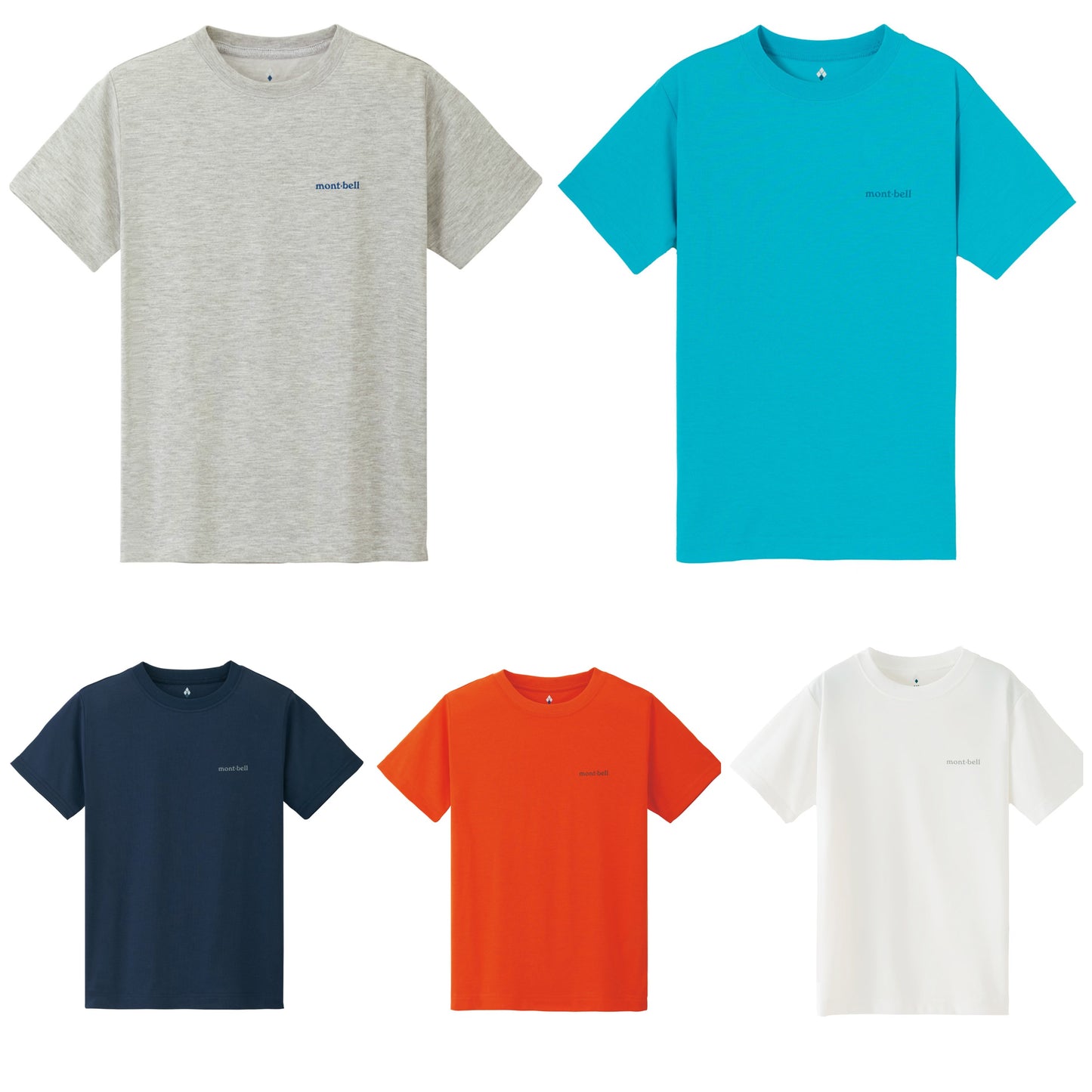 Japanese children's clothing mont-bell UV protection / quick-drying / odor-suppressing fine logo short-sleeved T-shirt 130-160cm boys'/girls' summer TOPS