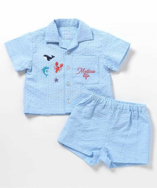 日本童裝 apres les cours 度假風襯衫短褲套裝 70-80cm 男童款 初生嬰兒 夏季 TOPS PANTS