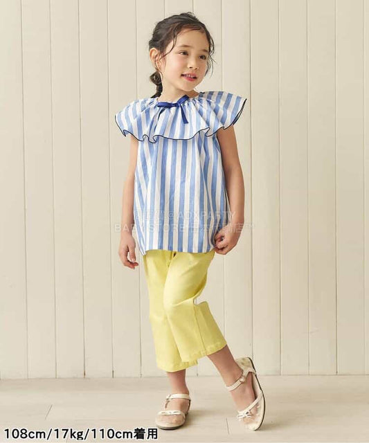 日本童裝 apres les cours 2Way 雙面兩著 荷葉邊領上衣 80-140cm 女童款 夏季 TOPS