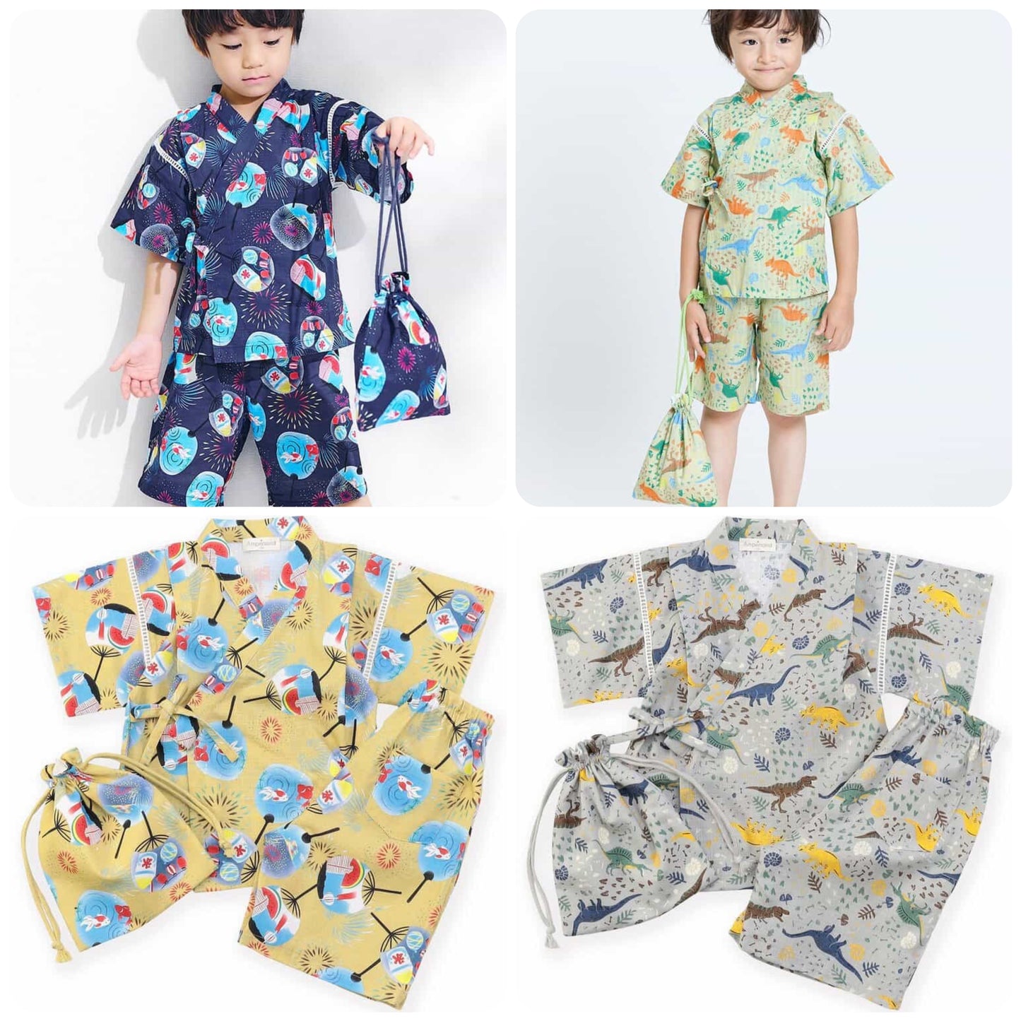 Japanese Ampersand Jinbei Pouch Japanese Kimono 80-140cm Boys Summer Other Brands Children's Clothing TOPS PANTS Japanese Summer Festival Special