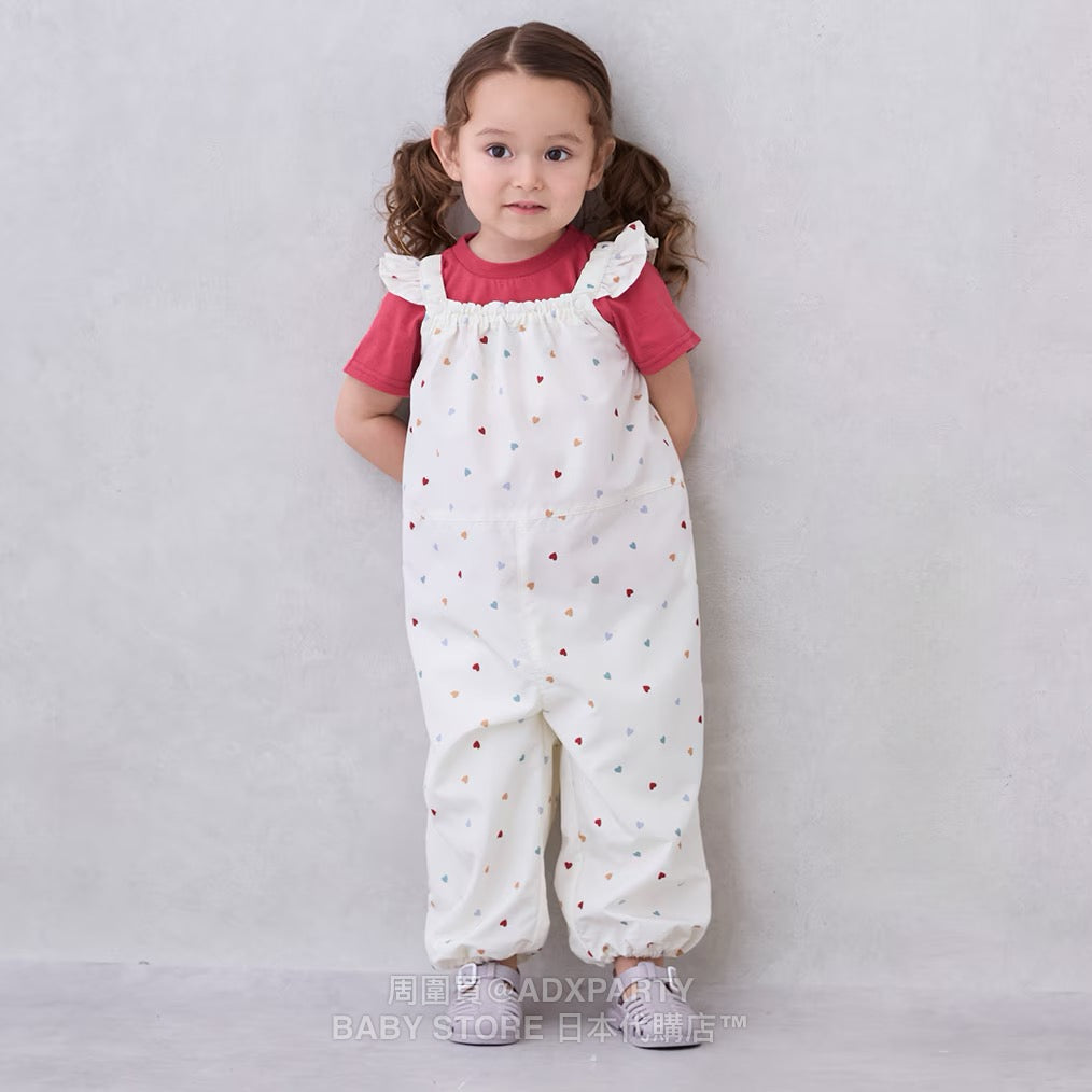 Japanese children's clothing pe#main waterproof series ruffled work pants 80-130cm girls summer jumpsuit