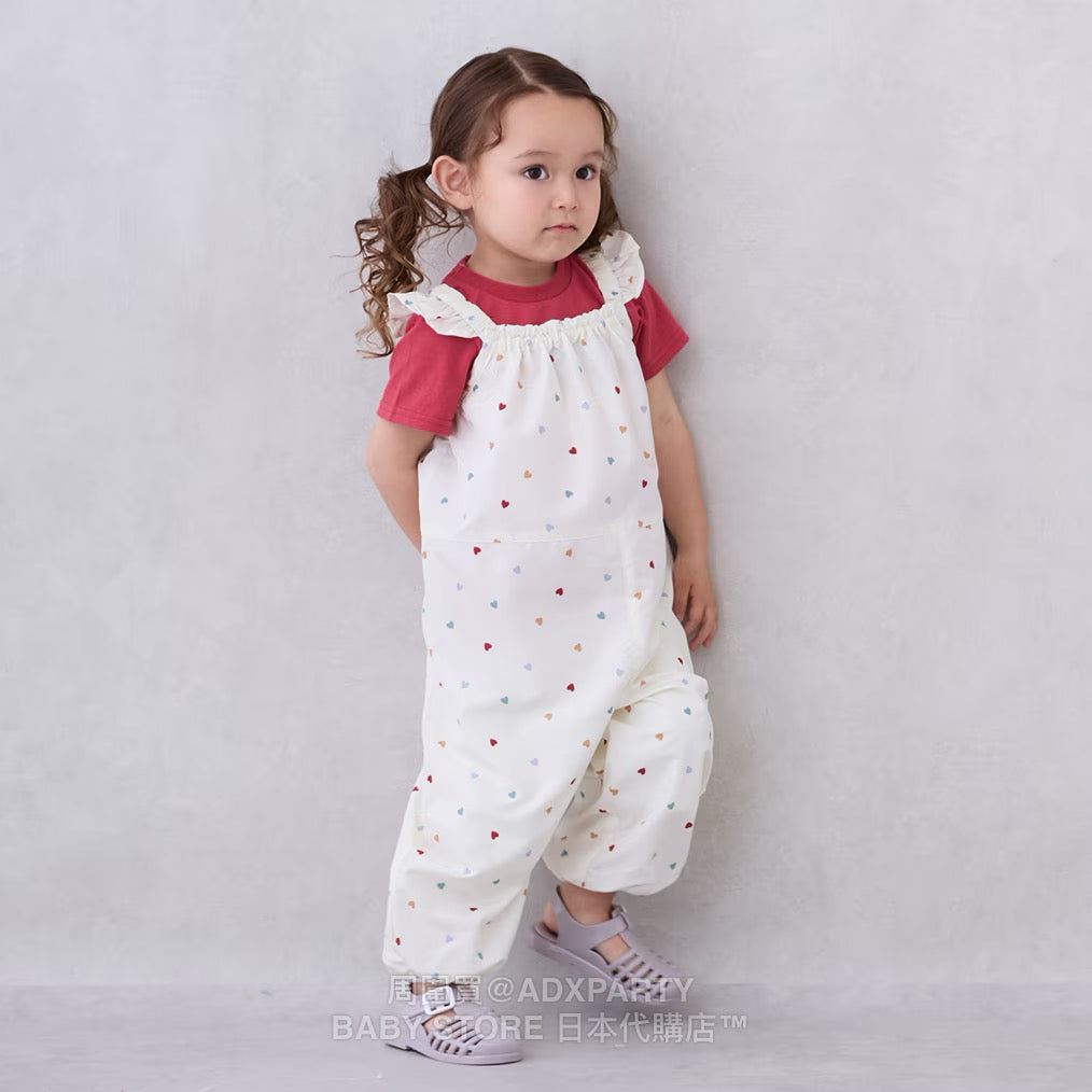 Japanese children's clothing pe#main waterproof series ruffled work pants 80-130cm girls summer jumpsuit