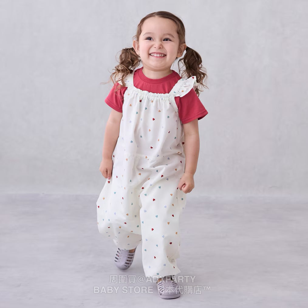 Japanese children's clothing pe#main waterproof series ruffled work pants 80-130cm girls summer jumpsuit