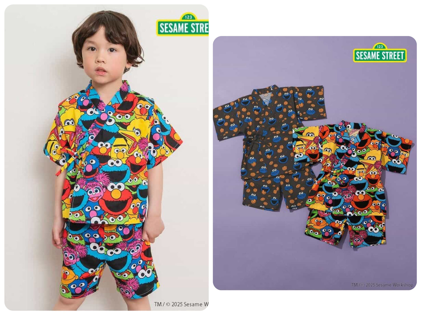 BREEZE x SESAME STREET Jinbei Japanese Kimono 80-130cm Boys' Summer TOPS PANTS Japanese Summer Festival Special