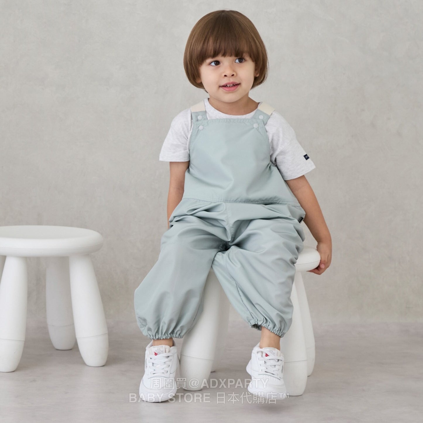 Japanese children's clothing pe#main waterproof series ruffled work pants 80-130cm boys' summer jumpsuit