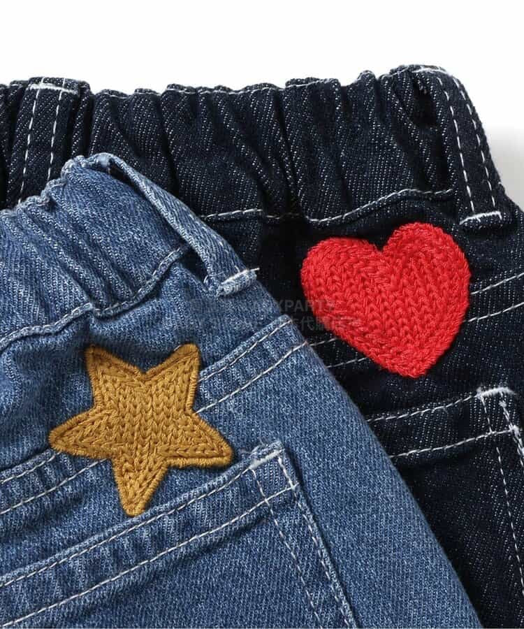 日本童裝 BREEZE 鏈繡闊腳牛仔褲 90-140cm 女童款 冬季 PANTS