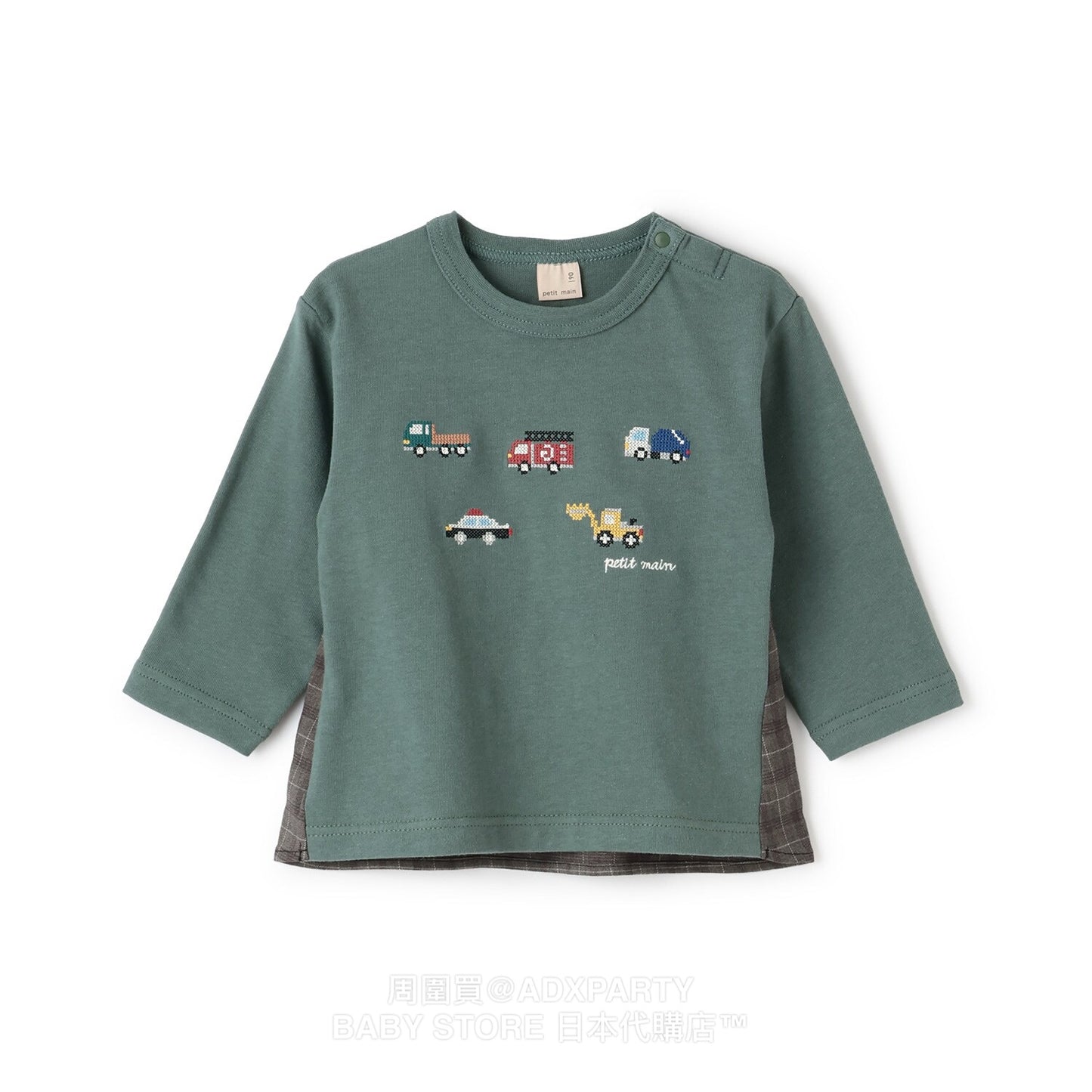 Japanese children's clothing pe#main car embroidered long-sleeved top 80-130cm boys' autumn TOPS