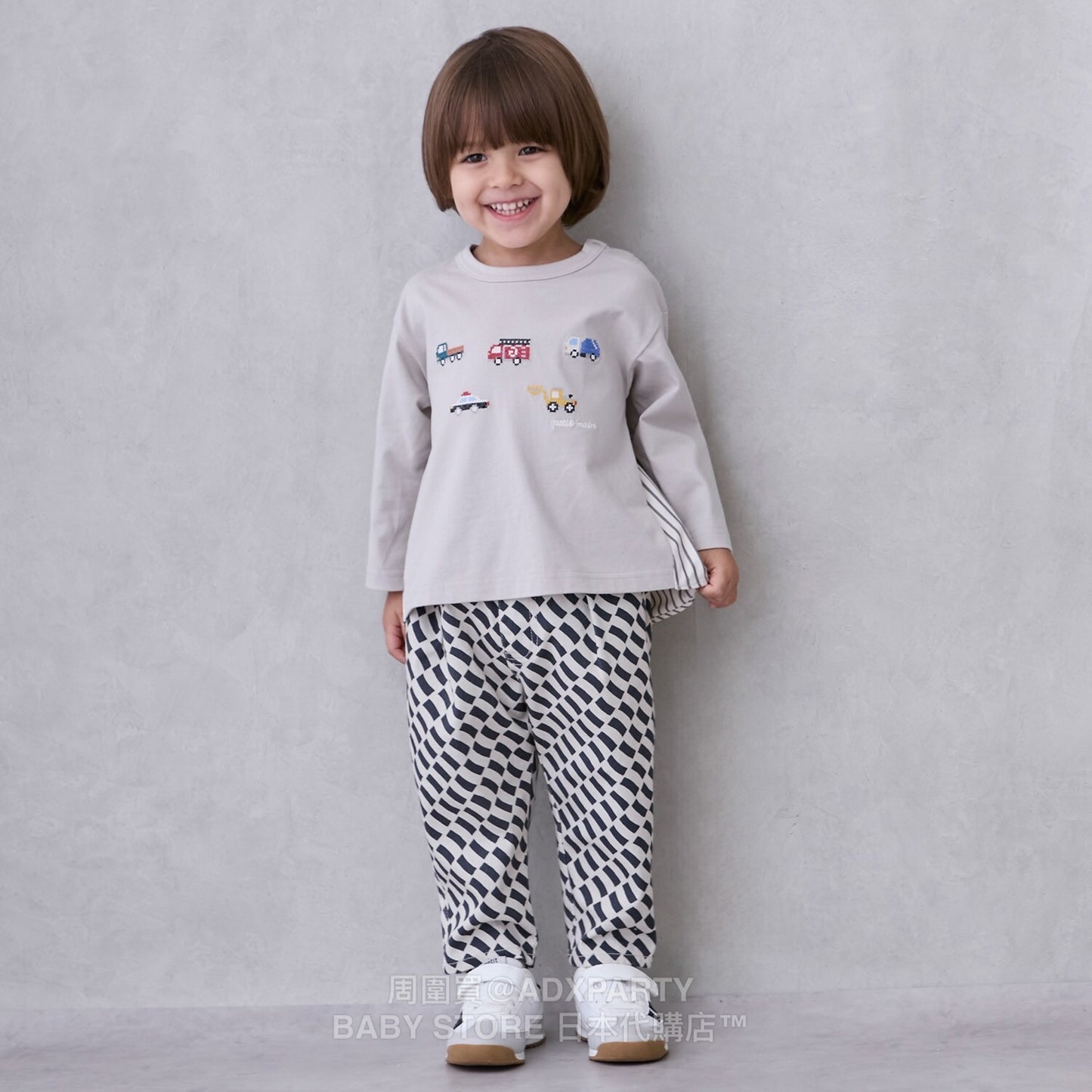 Japanese children's clothing pe#main car embroidered long-sleeved top 80-130cm boys' autumn TOPS