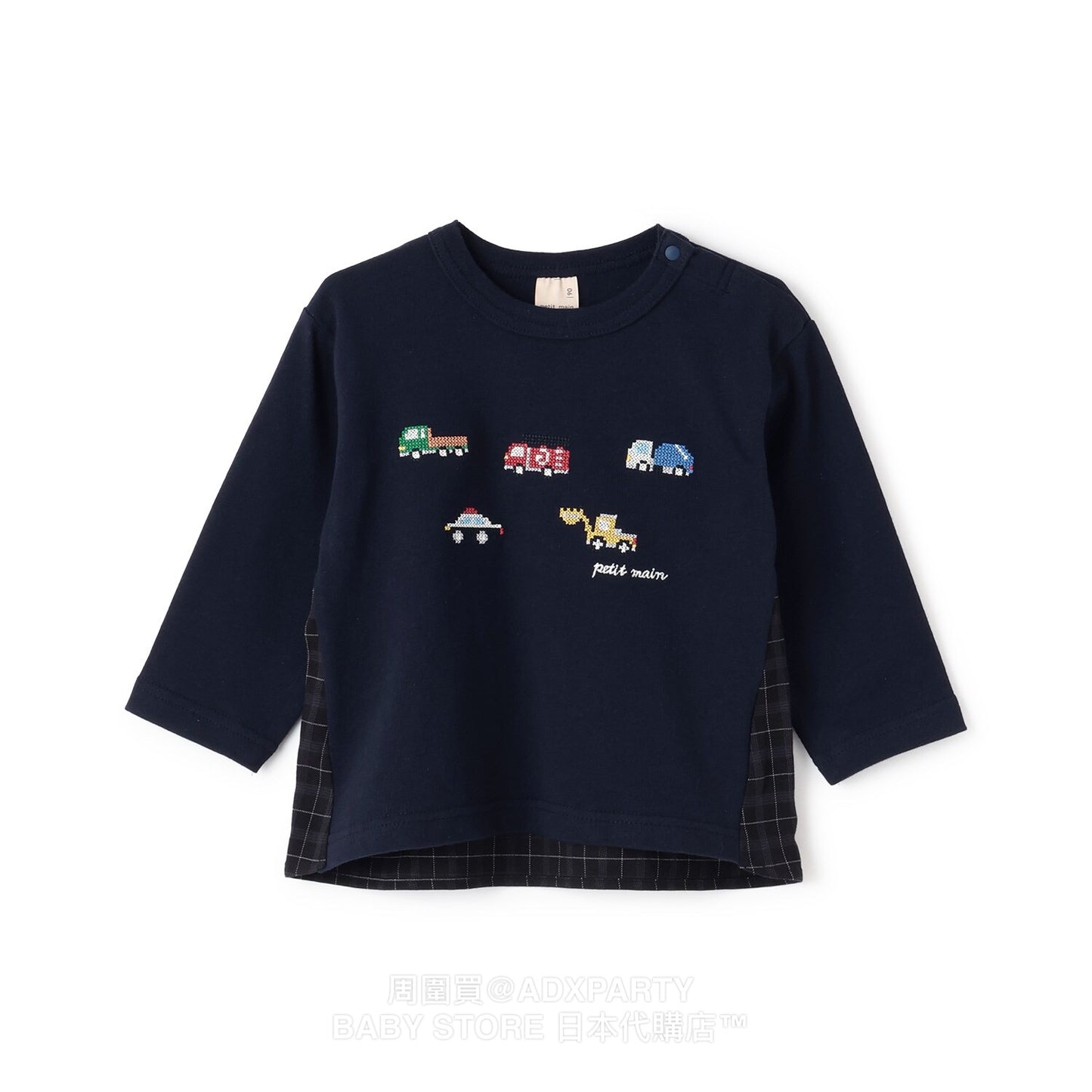 Japanese children's clothing pe#main car embroidered long-sleeved top 80-130cm boys' autumn TOPS