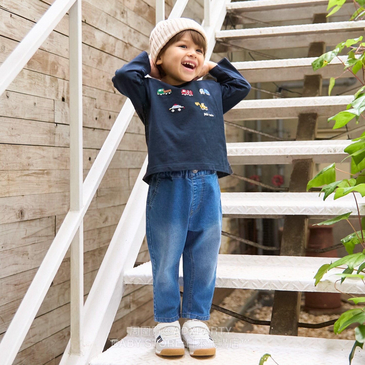 Japanese children's clothing pe#main car embroidered long-sleeved top 80-130cm boys' autumn TOPS