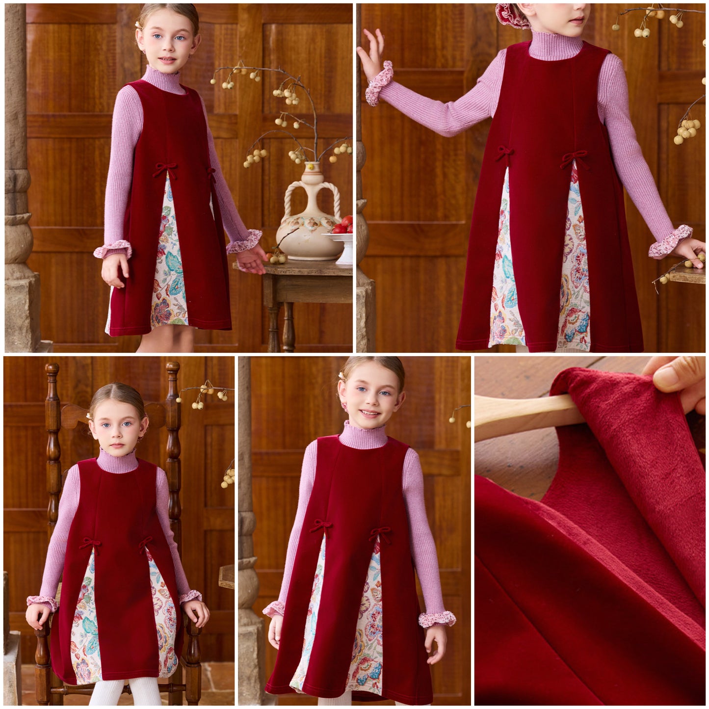 新年童裝 提花平絨旗袍兩件套裝 110-170cm 女童款 新年中式華服唐裝 新春馬年 2026年 AAA