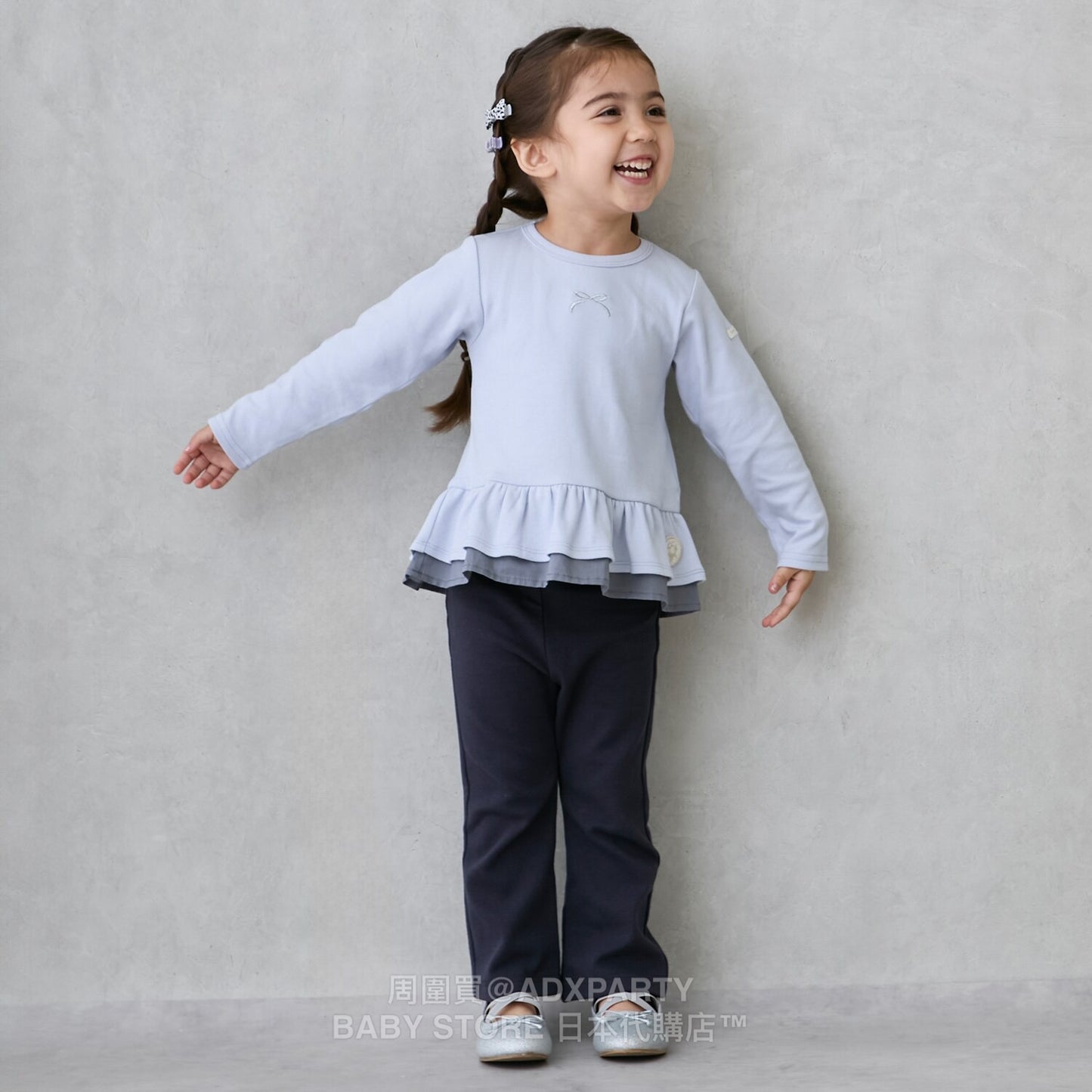 Japanese children's clothing pe#main lace long-sleeved top 80-130cm girls autumn TOPS