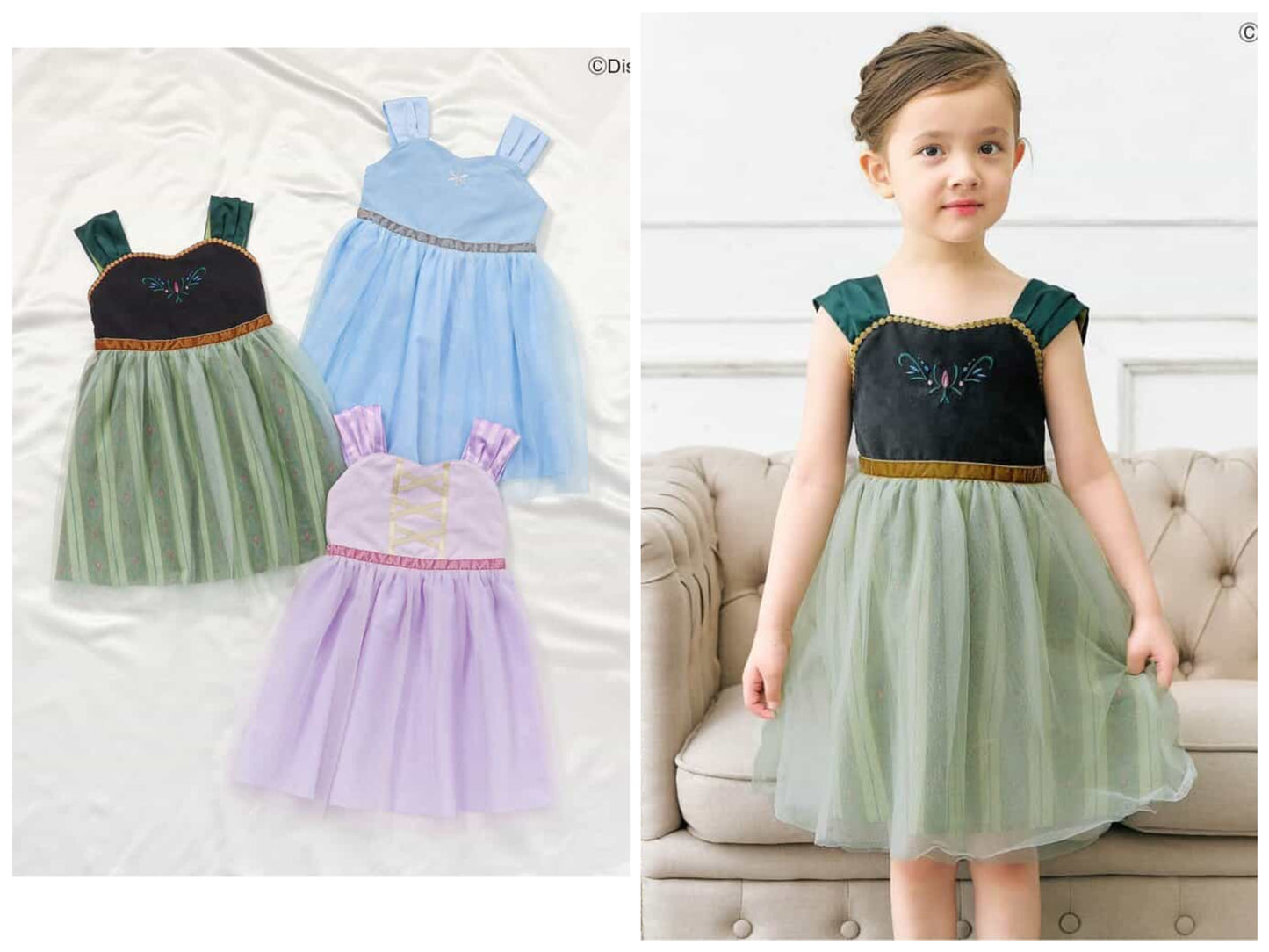 日本童裝 apres les cours x Disney 公主吊帶網紗連身裙 80-130cm 女童款 秋季 DRESSES