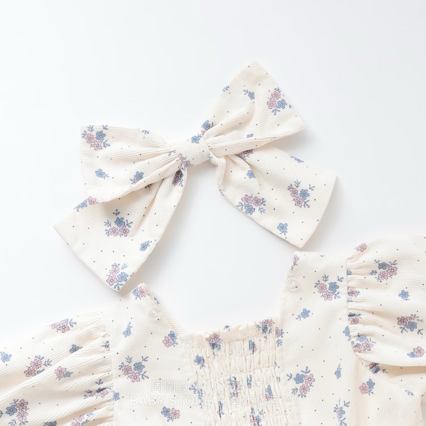 Japanese children's clothing pe#main puff sleeve dress 80-130cm girls autumn dresses