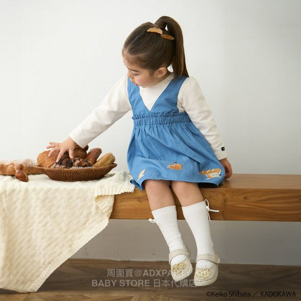 Japanese children's clothing pe#main x Bread Thief fake two-piece dress 80-130cm girls' autumn dresses
