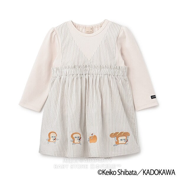 Japanese children's clothing pe#main x Bread Thief fake two-piece dress 80-130cm girls' autumn dresses