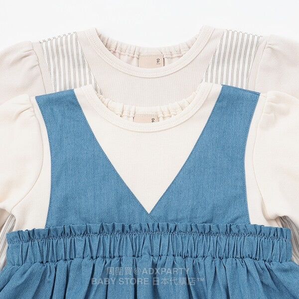 Japanese children's clothing pe#main x Bread Thief fake two-piece dress 80-130cm girls' autumn dresses