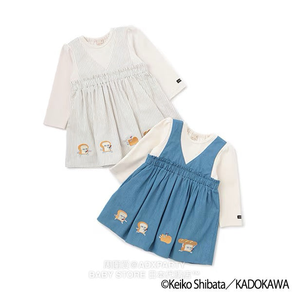 Japanese children's clothing pe#main x Bread Thief fake two-piece dress 80-130cm girls' autumn dresses