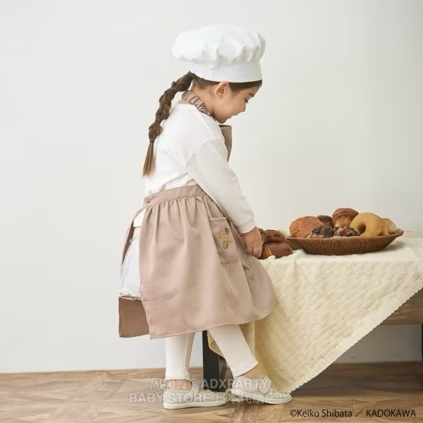 Japanese children's clothing pe#main x Bread Thief Apron with Chef Hat 80-130cm Girls Autumn TOPS
