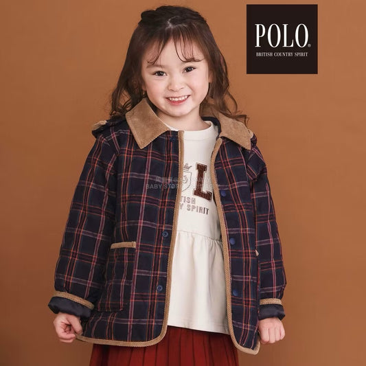 日本童裝  SLAP SLIP x POLO BCS 純色格紋絎縫外套 80-130cm 男童款/女童款 冬季 (適合初秋、香港平均溫度、寒冷天氣)OUTERWEAR聖誕紅/新年紅